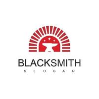 Blacksmith Logo Design Template With Anvil Icon Illustration vector