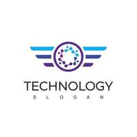 Technology Logo Design Template With Molecule Symbol vector