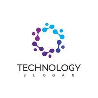 Technology Logo Design Template With Molecule Symbol vector