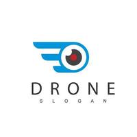 plantilla de diseño de logotipo de drone, icono de fotografía de lente vector