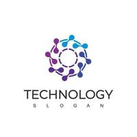 Technology Logo Design Template With Molecule Symbol vector