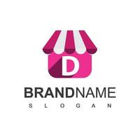 Online Shop Logo Design Template With D Initial vector