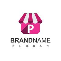 Online Shop Logo Design Template With P Initial vector