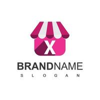 plantilla de diseño de logotipo de tienda en línea con x inicial vector