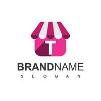 Online Shop Logo Design Template With T Initial vector