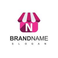 Online Shop Logo Design Template With N Initial vector