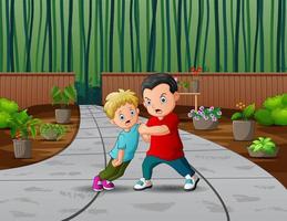 Cartoon illustration of a boy bullying little kid vector