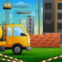 Background of concrete mixer truck on construction site vector