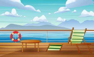 Seascape view from cruise ship deck illustration