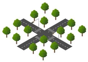Isometric crossroads city map environmental   graphic design elements