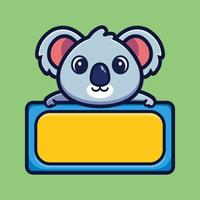 lindo koala con personaje de dibujos animados de tablero vacío vector premium