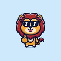 Cute cool style lion wearing glasses vector