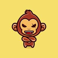 diseño de personaje de dibujos animados de mascota de mono malvado vector premium