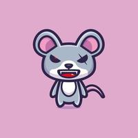 Evil mouse mascot cartoon character design premium vector