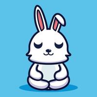 Cute rabbit do meditation premium vector
