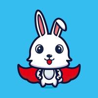 lindo conejo de pie con personaje de dibujos animados de capa roja vector premium