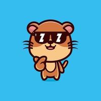 Cute cool style otter wearing glasses vector