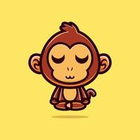 Cute monkey do meditation premium vector