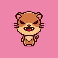 Evil otter mascot cartoon character design premium vector