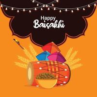 Flat design concept of happy vaisakhi celebration background vector