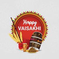 Feliz celebración de vaisakhi tarjeta de felicitación con ilustración vectorial vector