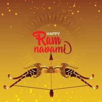 Ram navami festival greeting card with bow vector