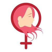 Pink color woman profile portrait vector