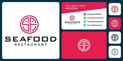 Letter S F monogram restaurant logo design with business card template. vector