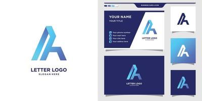 Letter logo with gradient tech style and business card design Premium Vector