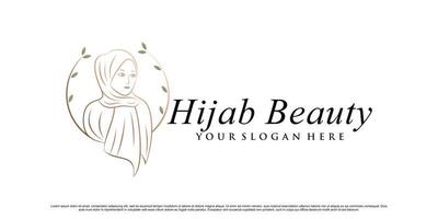 logotipo de la tienda de hijab o hijab de belleza para mujer musulmana con vector premium de elemento creativo