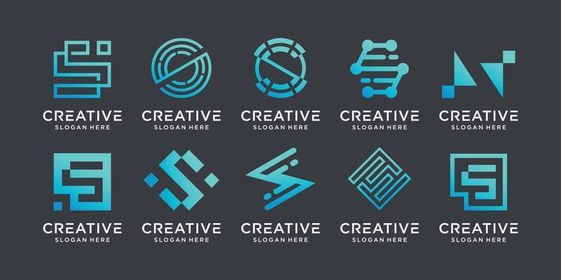 Set of monogram initial letter S logo design template. icons for business Premium Vector