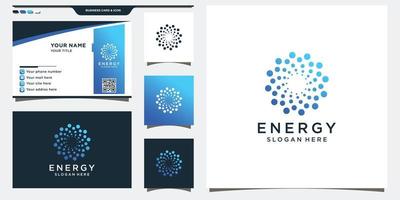 Abstract energy logo with dot style. Sun energy logo illustration and business card design Premium Vector