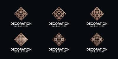 conjunto de plantilla de diseño de logotipo de decoración con estilo de arte de línea y concepto creativo vector