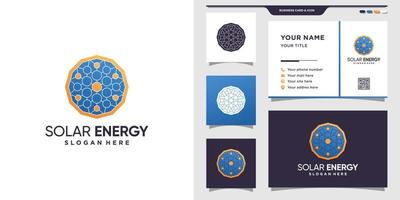 logotipo de energía solar con estilo de punto y concepto moderno y diseño de tarjeta de visita vector premium
