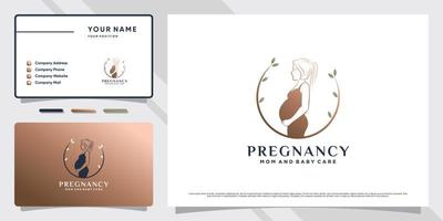 Pregnancy logo template with creative element and business card design Premium Vector