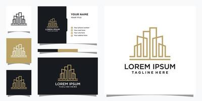 Building logo design template with business card Premium Vector. Logo design inspiration, illustration