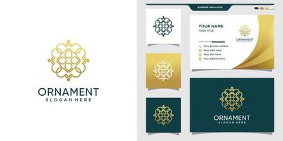 Ornament logo with golden style color and business card design. Premium Vector