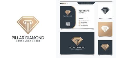 logotipo de diamante con símbolo de ley y diseño de tarjeta de visita premium vector