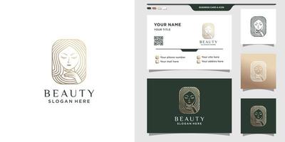 Beauty logo in line art style and modern concept, Beauty logo for woman and business card design Premium Vector