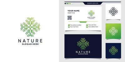 Abstract nature logo with line art style and business card design vector