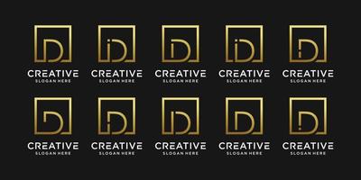 Set of creative monogram logo design initial letter D with square style. vector