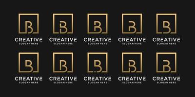 Set of creative monogram logo design initial letter B with square style. vector