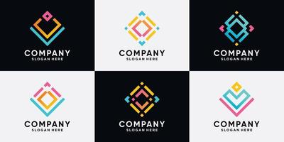 Set of company logo design for business with creative concept vector