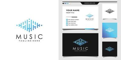 Music logo with initial HW and business card design. Premium Vector