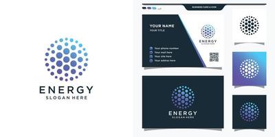 Abstract energy logo with dot icon. Sun solar energy logo and business card design Premium Vector