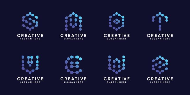 Set of monogram logo design initial letter with dot concept.