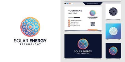 Symbol of solar energy logo with modern style and business card design Premium Vector