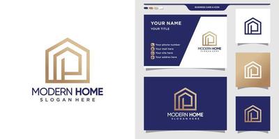 logotipo de casa minimalista con letra inicial p. logotipo de casa moderno y diseño de tarjeta de visita. vector premium