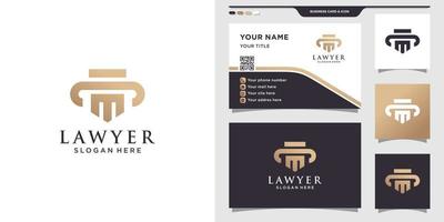 plantilla de logotipo de ley y diseño de tarjeta de visita. elegante abogado logo premium vector