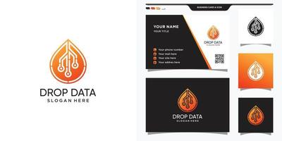 Symbol of droplet for technology data with creative concept. Tech data logo and business card design Premium Vector